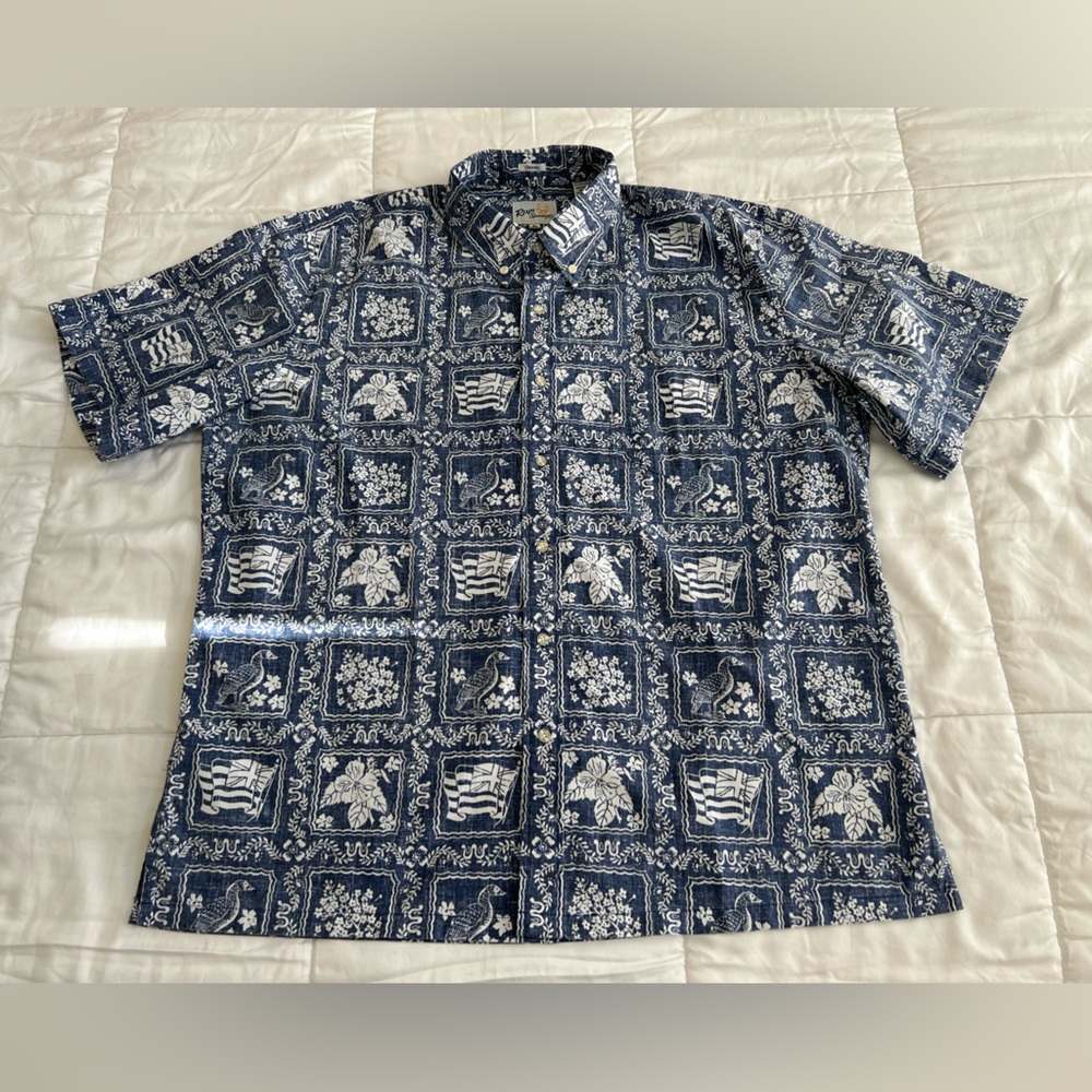 Reyn Spooner Lahaina Sailor Archive Classic Hawaiian Shirt Men’s XL Blue White